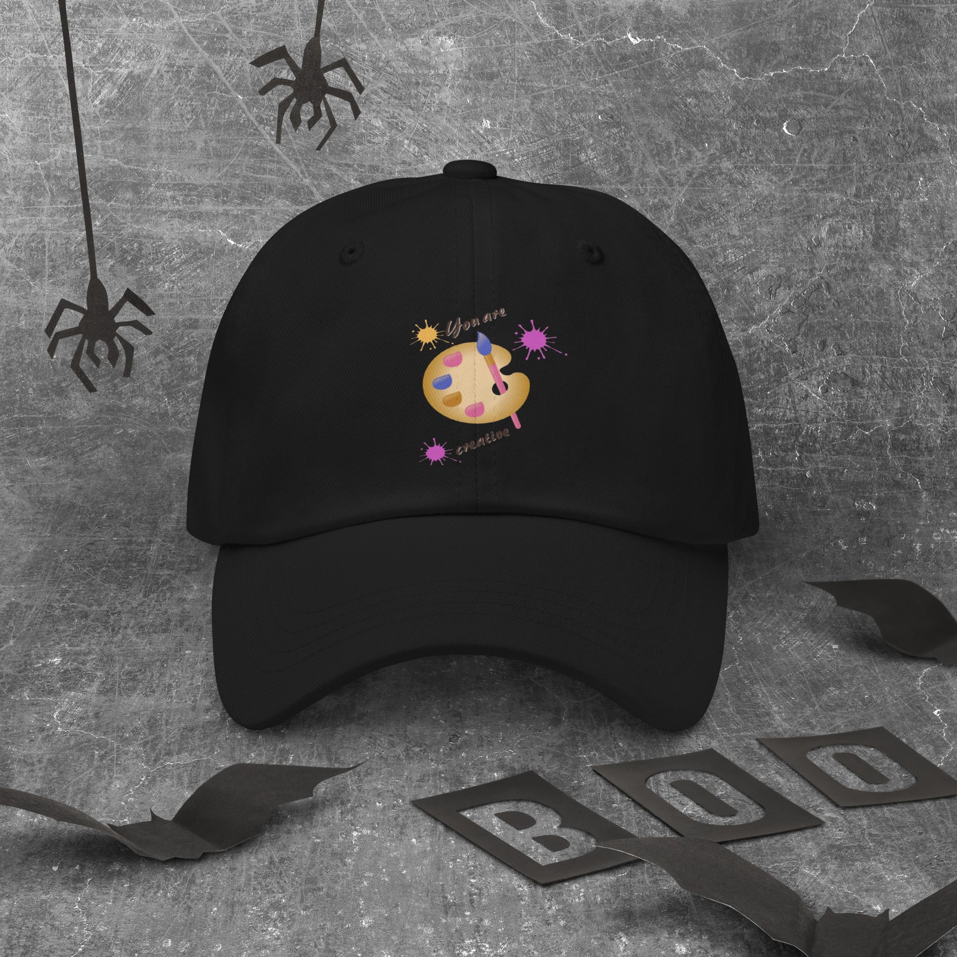 Creators Hat in black - stylish artist and designer baseball cap with creative emblem for artists and makers