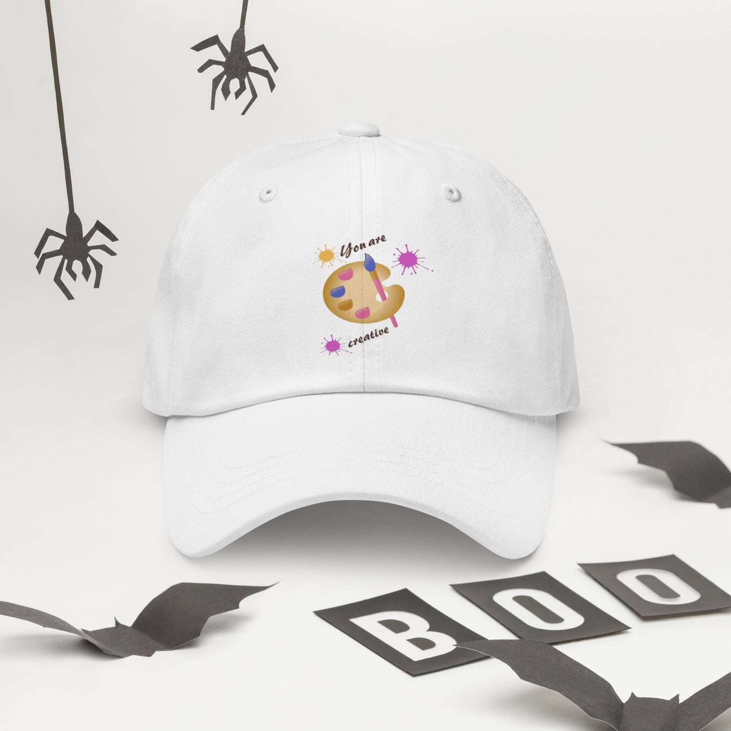Creators Hat in White - stylish artist and designer baseball cap with creative logo for artistic minds