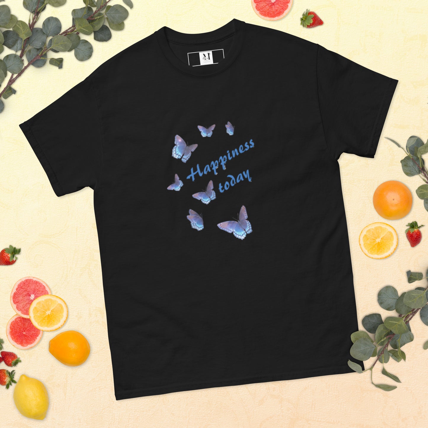 Happy Today unisex t-shirt in black  - soft cotton motivational tee with positive message