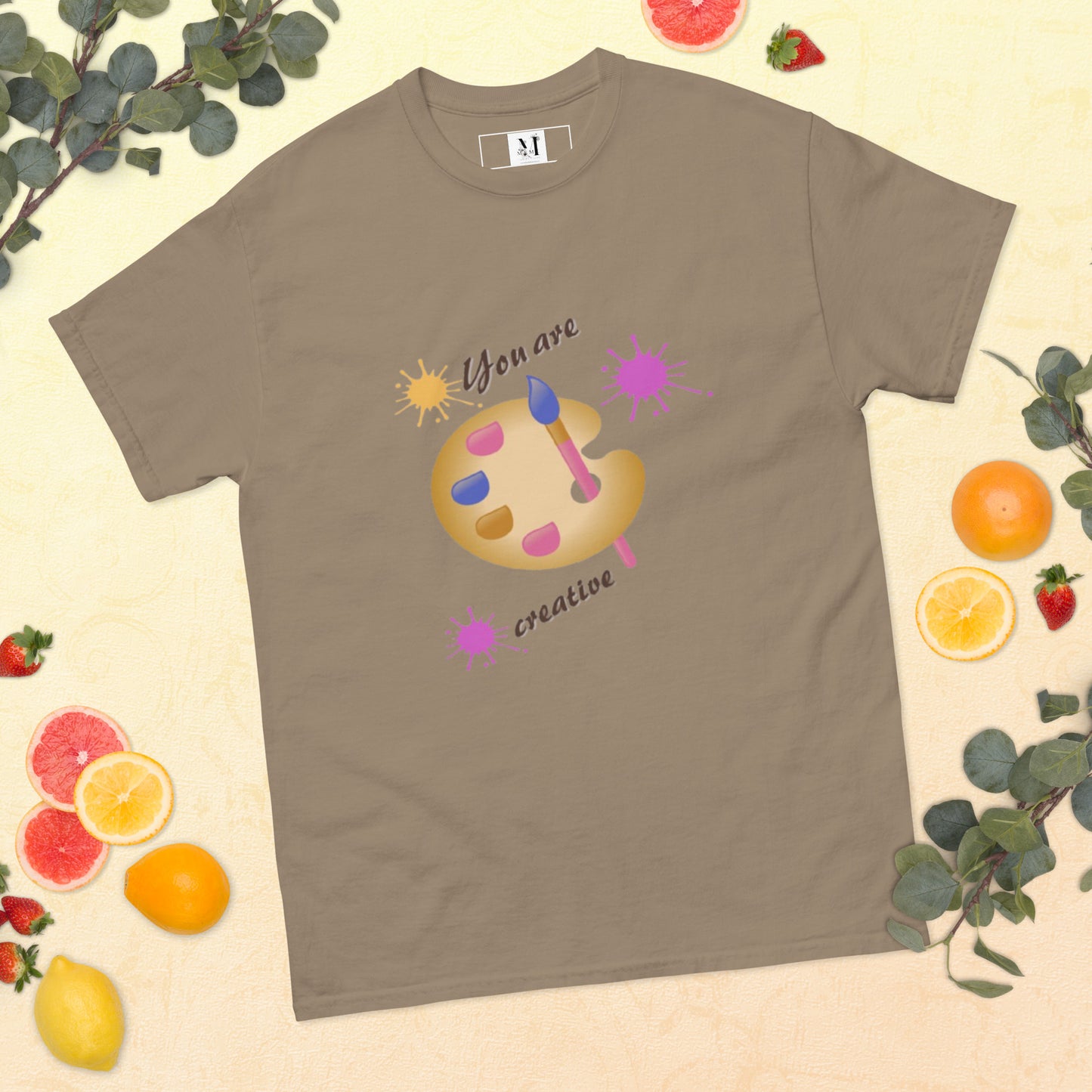 Unisex Creative t-shirt in Brown Savana  - soft cotton artistic tee with creative palette design for artists