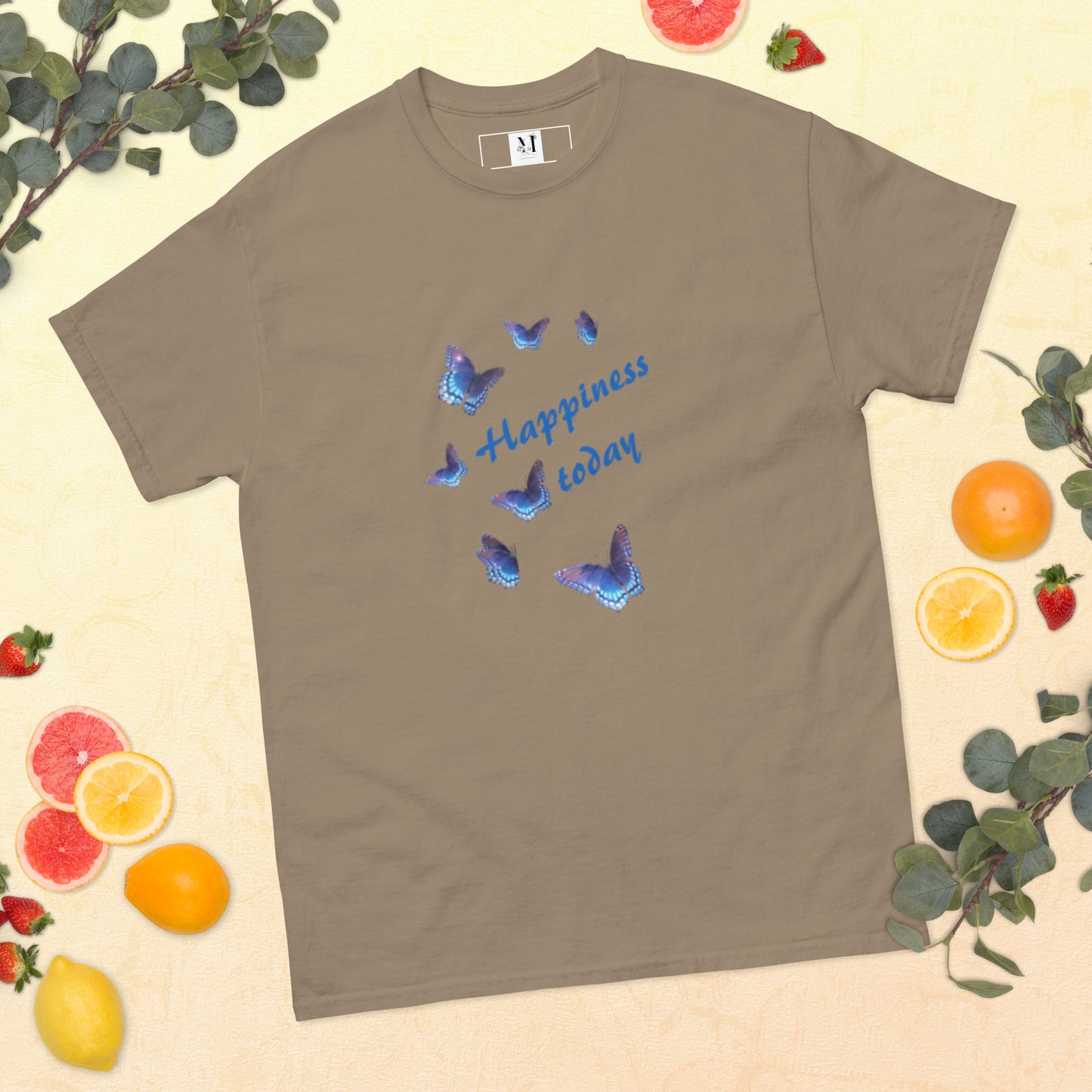 Happy Today unisex t-shirt in Brown savana - soft cotton motivational tee with uplifting message