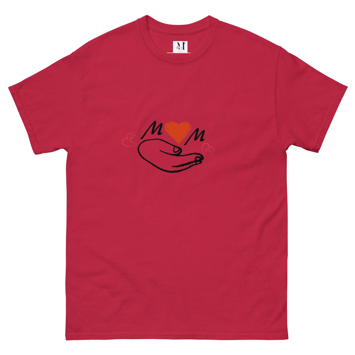 Mama Classic unisex t-shirt in cardinal red - vibrant cotton mom tee with happy face graphic for mothers
