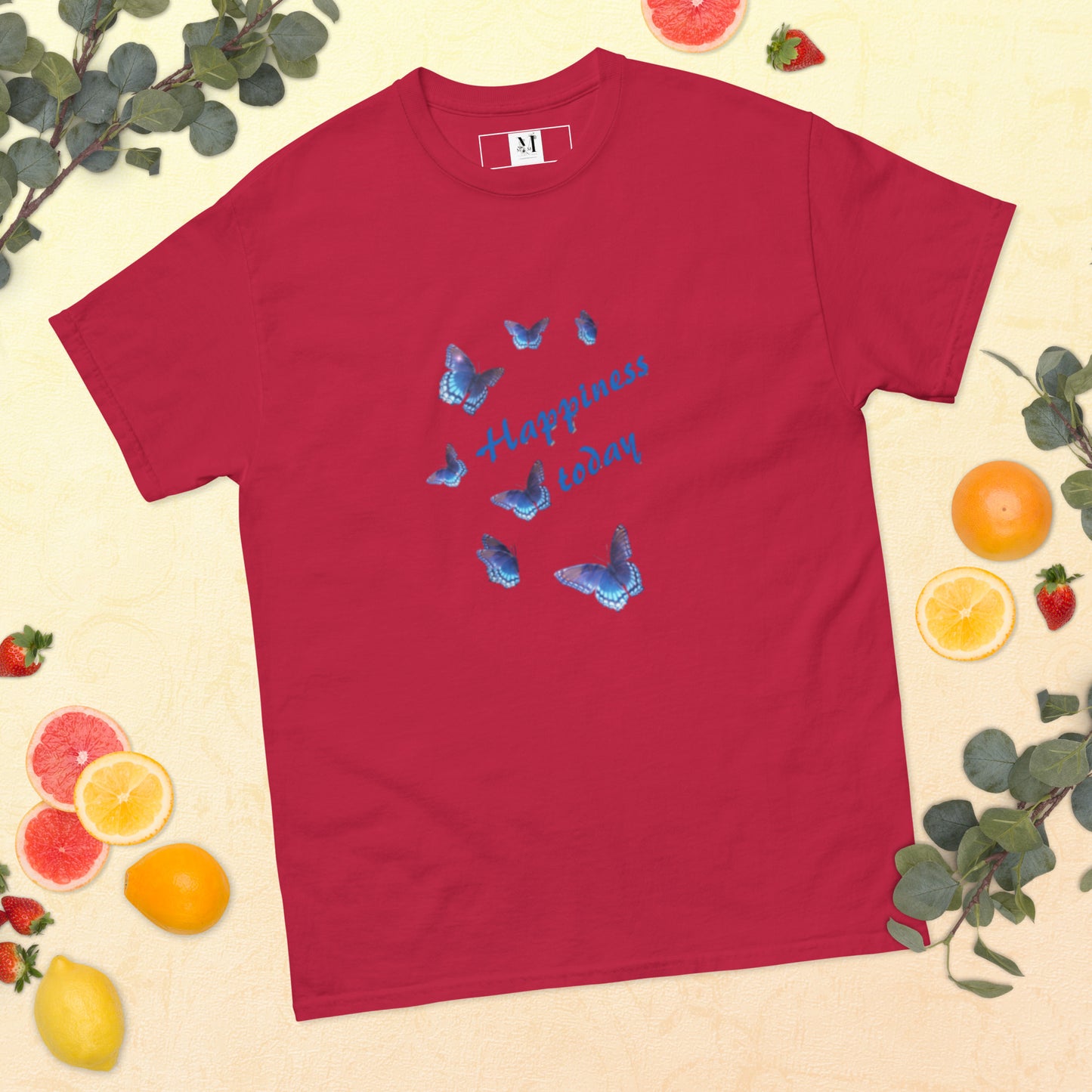 Happy Today unisex t-shirt in Cardinal - premium cotton motivational tee with inspirational message