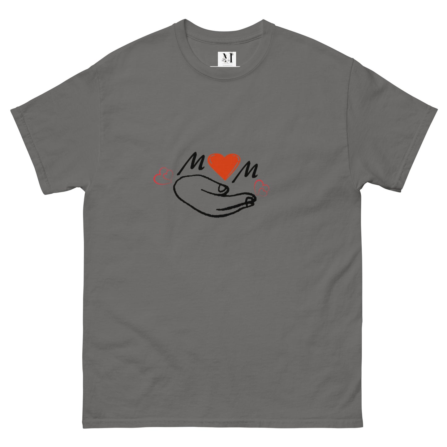 Mama Classic unisex t-shirt in charcoal grey - premium cotton mom tee with cute smiley design for mothers