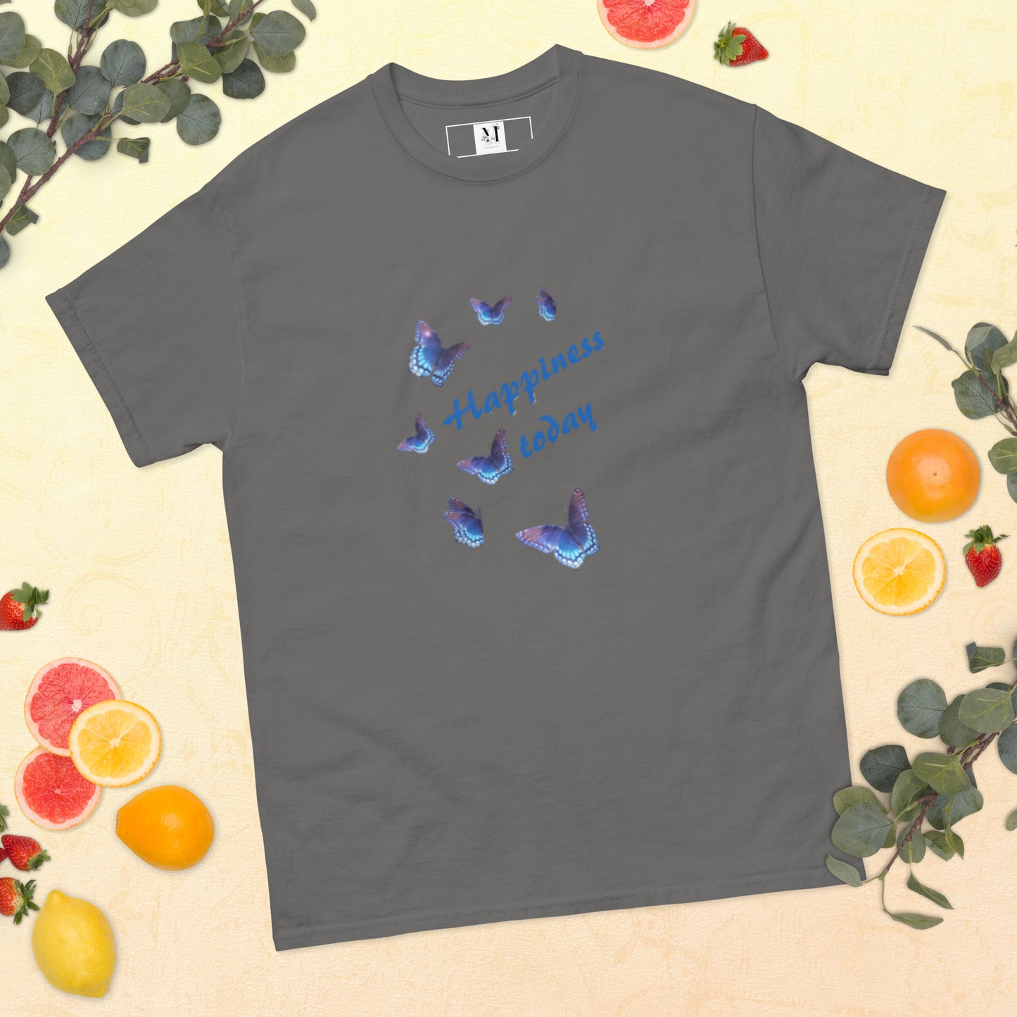 Happy Today unisex t-shirt in Charcoal - premium cotton motivational tee with inspirational message