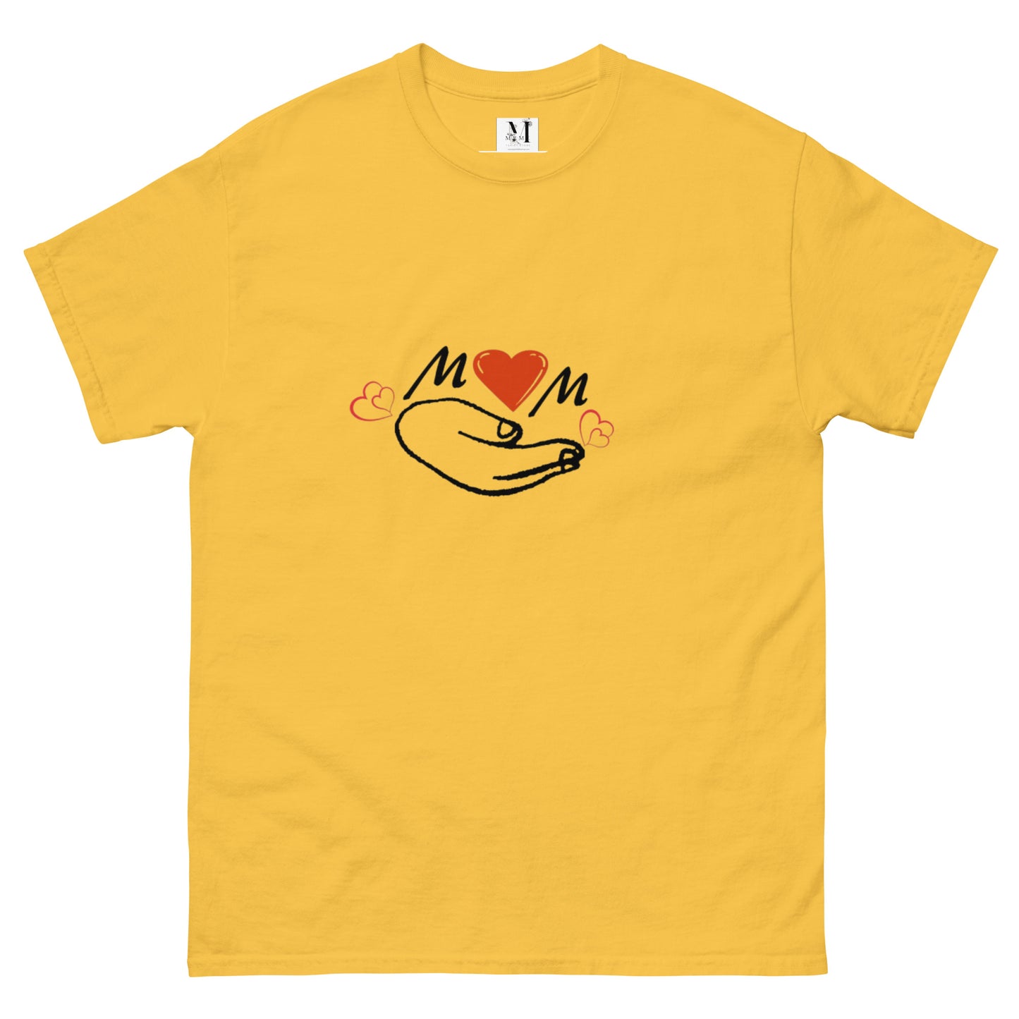 Mama Classic unisex t-shirt in gold yellow - bright cotton mom tee with cheerful smiley design for mothers