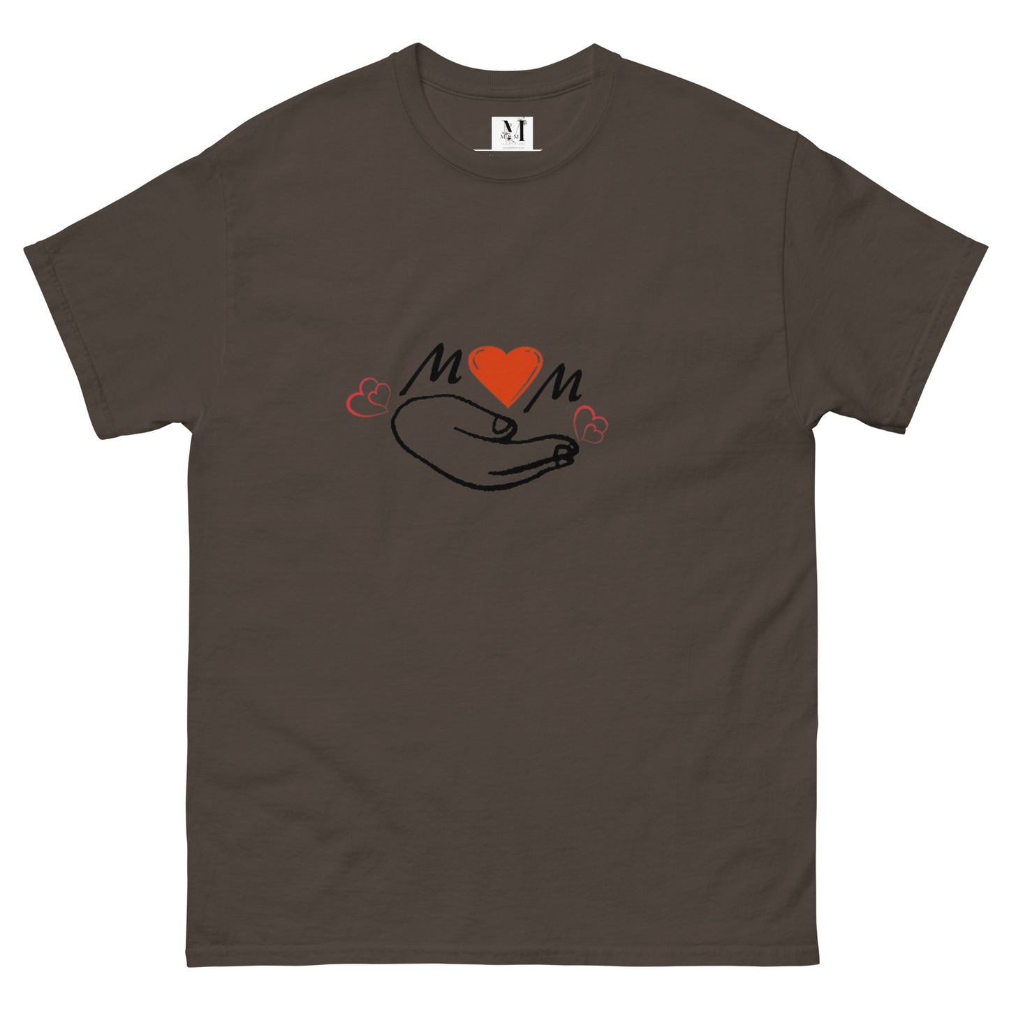 Mama Classic unisex t-shirt in dark chocolate brown - soft cotton mom tee with cute smiley face design for mothers