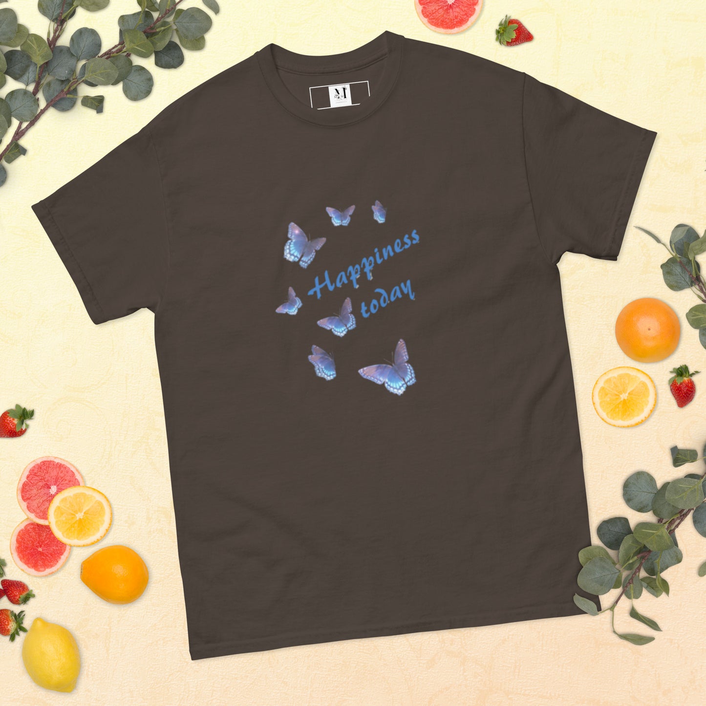 Happy Today unisex t-shirt in Dark chocolate - soft cotton motivational tee with positive message