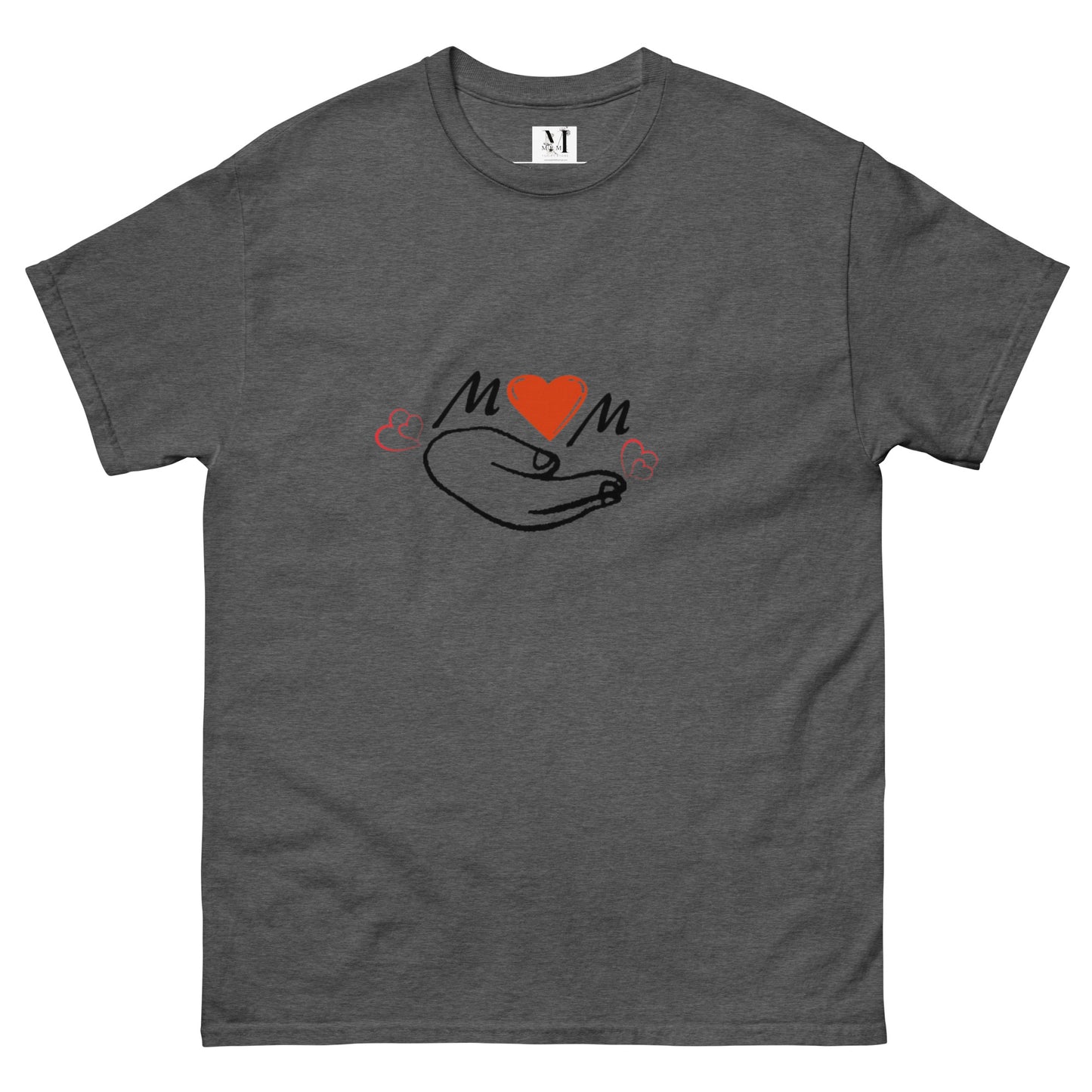 Mama Classic unisex t-shirt in dark heather - comfortable cotton mom tee with smiley face design for mothers