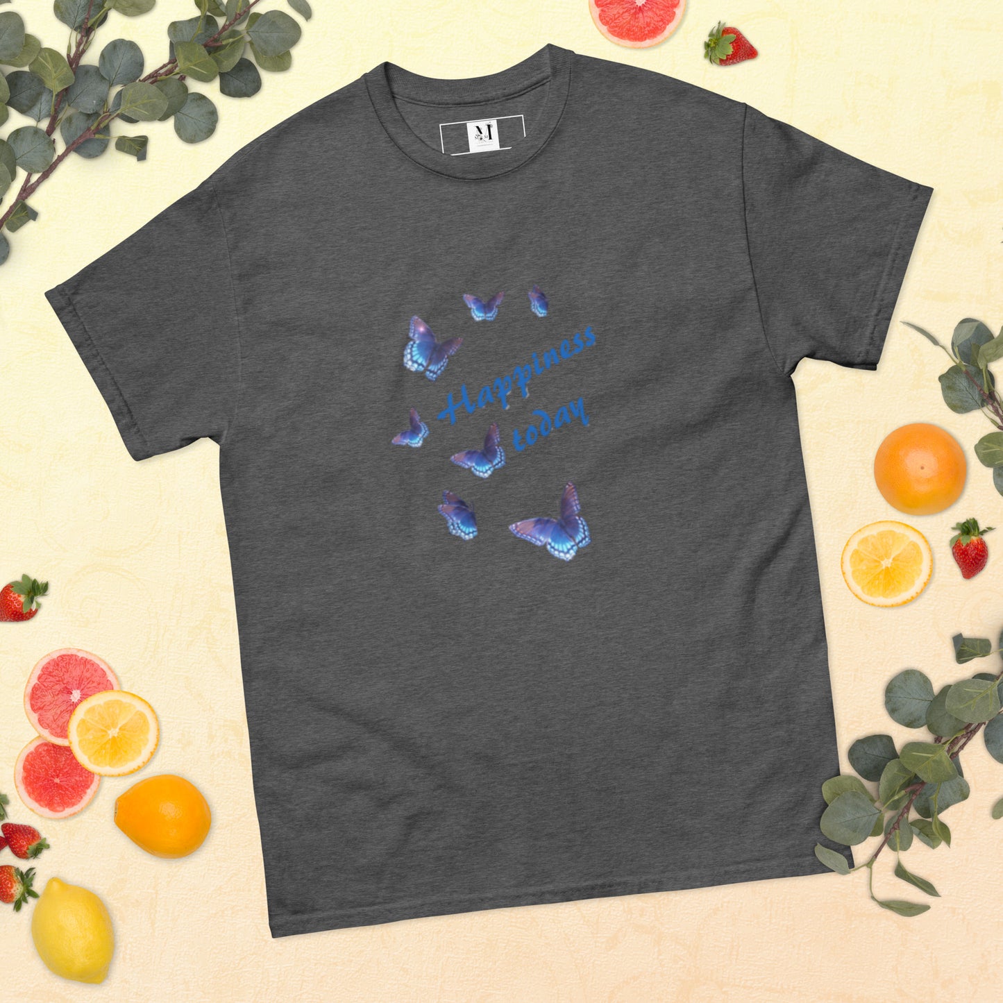 Happy Today unisex t-shirt in Dark  Heather - premium cotton motivational tee with inspirational message