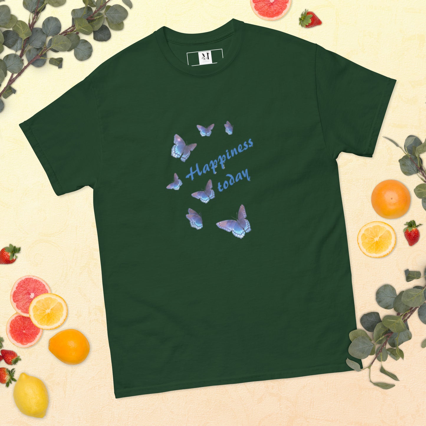 Happy Today unisex t-shirt in Forest green - soft cotton motivational tee with positive message
