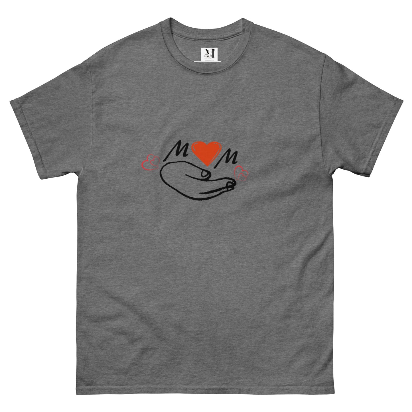Mama Classic unisex t-shirt in graphite heather - soft cotton mom tee with cheerful smiley design for mothers