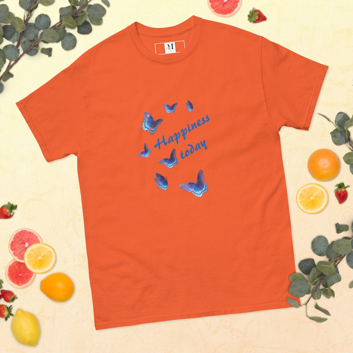 Happy Today unisex t-shirt in orange - soft cotton motivational tee with uplifting message