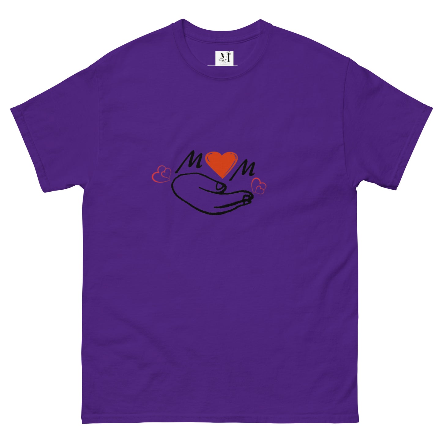 Mama Classic unisex t-shirt in purple - comfortable cotton mom tee with cheerful smiley design for mothers