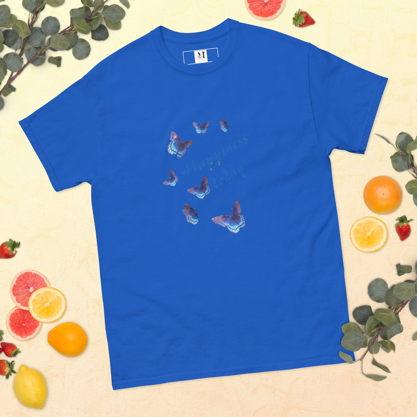 Happy Today unisex t-shirt in Royal      
 - premium cotton motivational tee with inspirational message