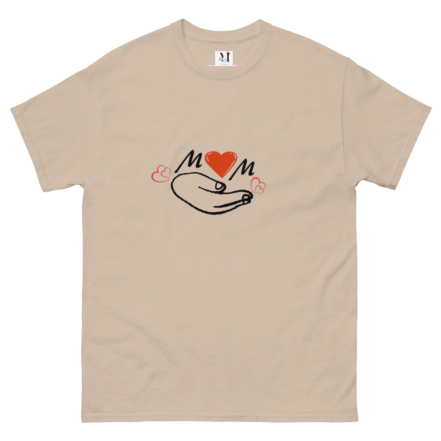 Mama Classic unisex t-shirt in sand - bright cotton mom tee with cheerful smiley design for mothers