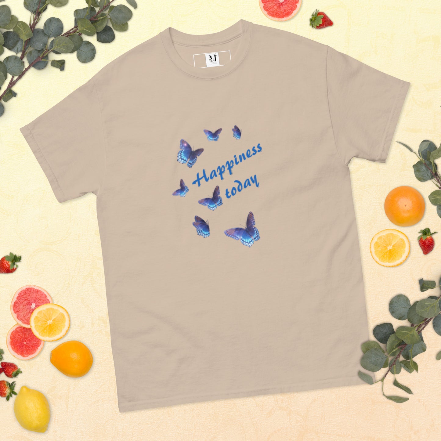 Happy Today unisex t-shirt in sand - soft cotton motivational tee with uplifting message