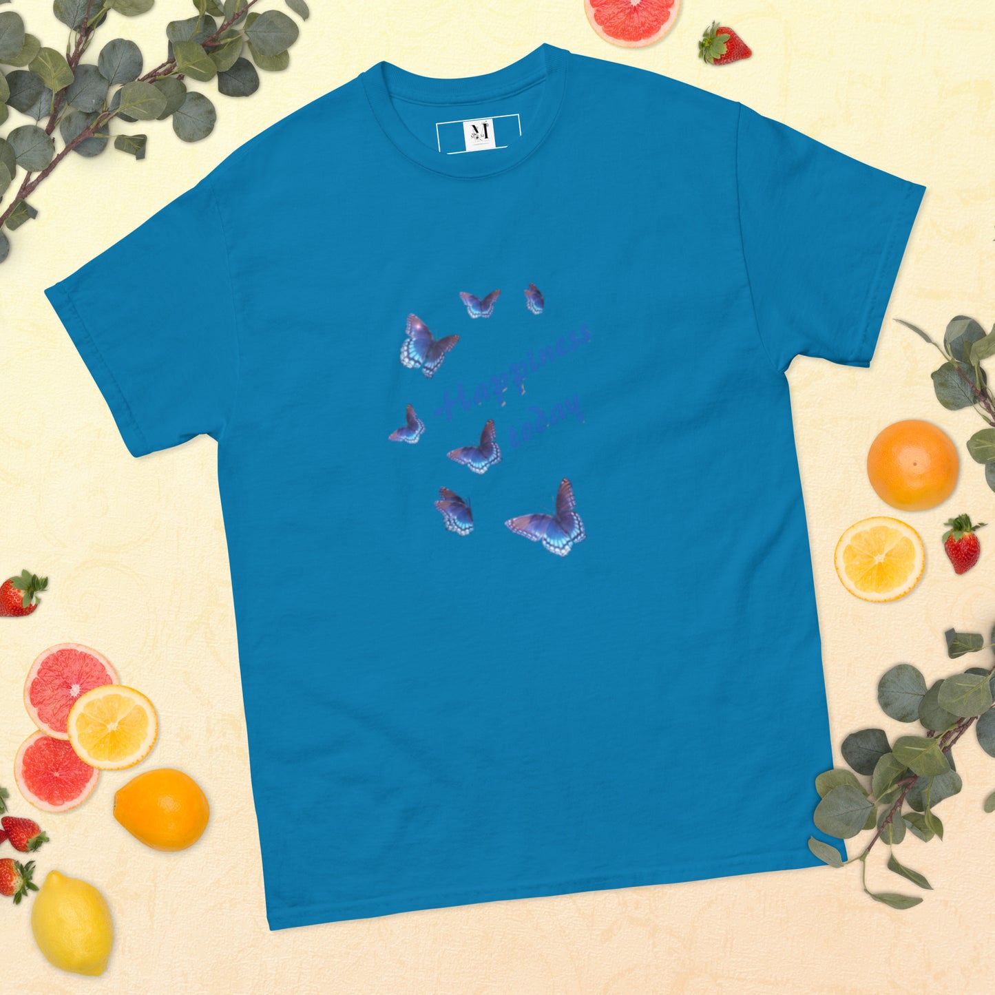 Happy Today unisex t-shirt in  Sapphire - premium cotton motivational tee with inspirational message
