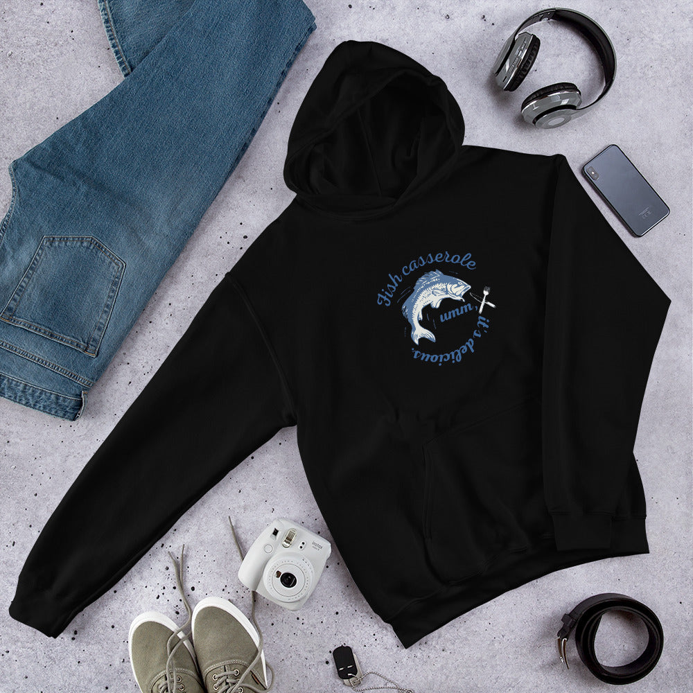 Unisex Fish hoodie in black - premium cotton blend ocean-themed sweatshirt with stylish fish design