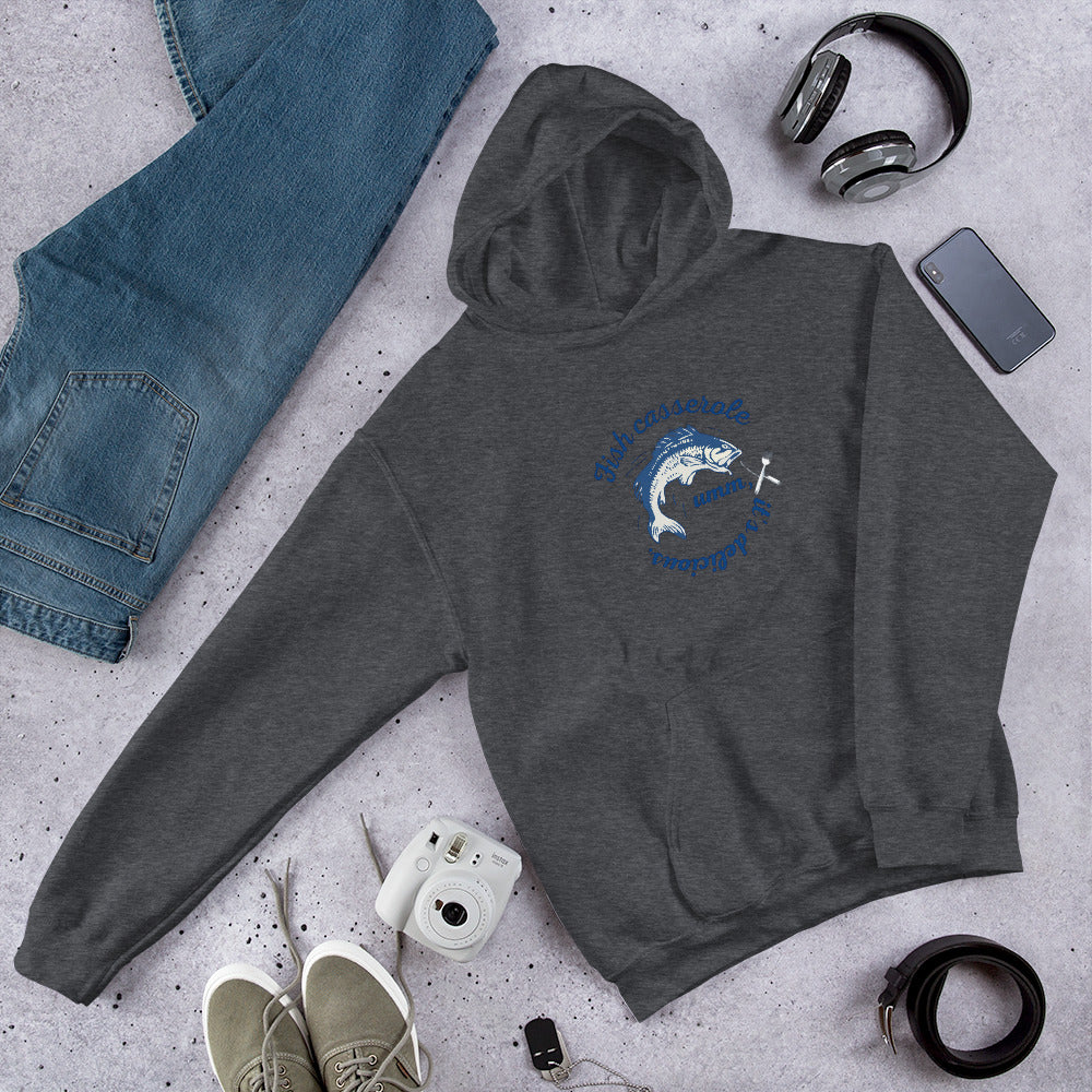 Unisex Fish hoodie in dark heather - premium cotton blend ocean-themed sweatshirt with fish graphic design
