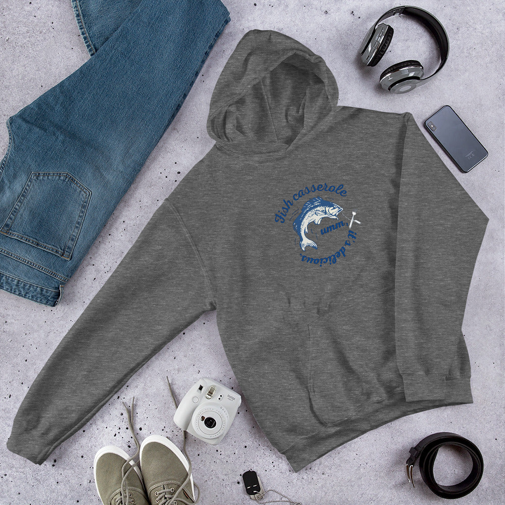 Unisex Fish hoodie in graphite heather - premium cotton blend ocean-themed sweatshirt with modern fish graphic