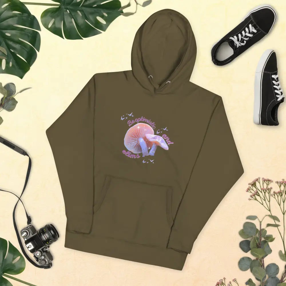 Unisex Optimism Hoodie - Military Green / S - Comfortable winter hoodie for men and women in many colors and different