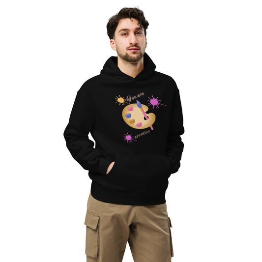 Unisex creative hoodie in black - premium cotton blend creative sweatshirt with artistic design for creators and artists