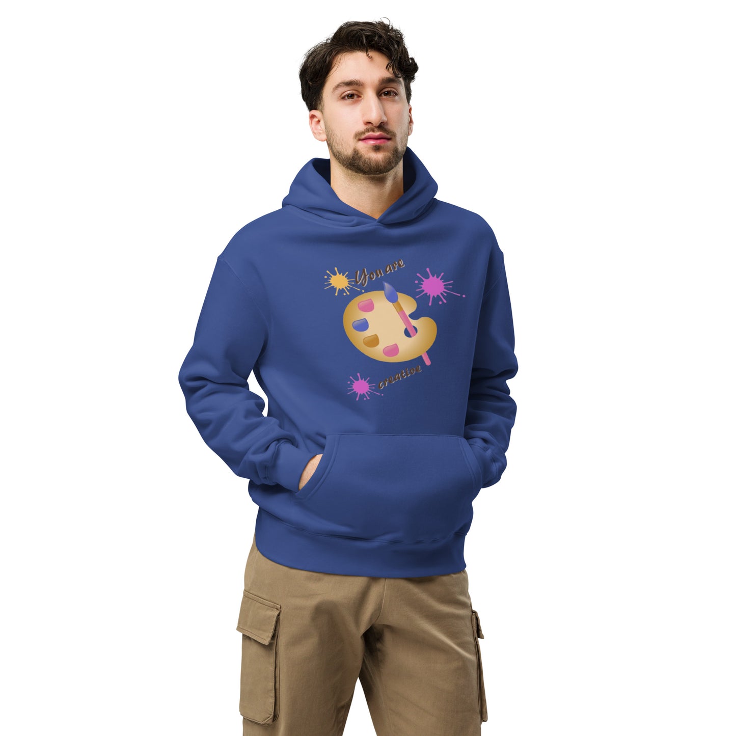 Unisex creative hoodie in cobalt blue - soft cotton blend creative sweatshirt with vibrant artistic design for creators