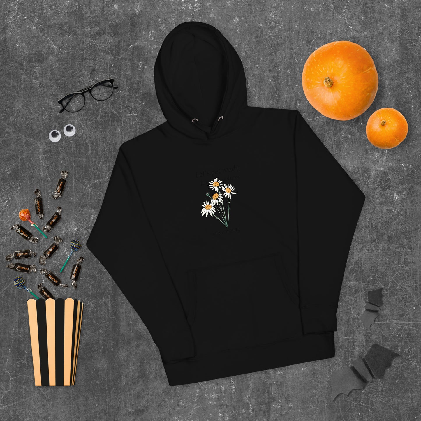 Premium unisex winter hoodie in black - soft cotton blend motivational sweatshirt with inspirational design