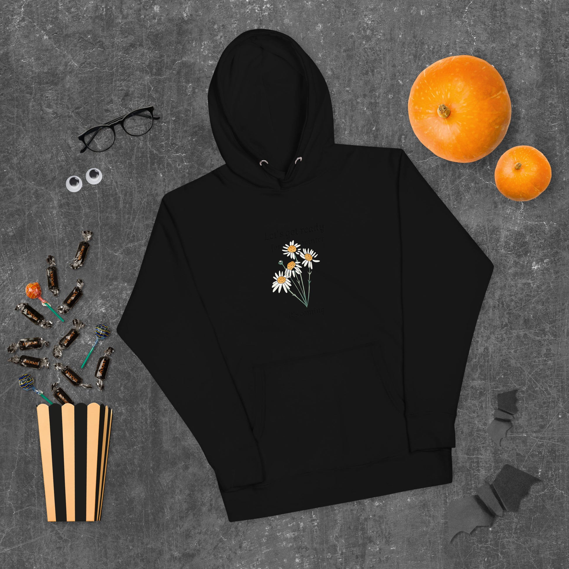 Premium unisex winter hoodie in black - soft cotton blend motivational sweatshirt with inspirational design
