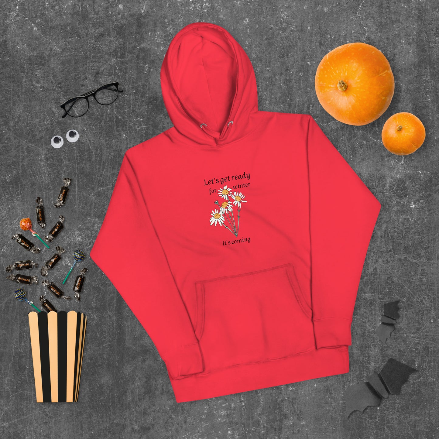 Premium unisex winter hoodie in team red - comfortable cotton blend motivational sweatshirt with vibrant design