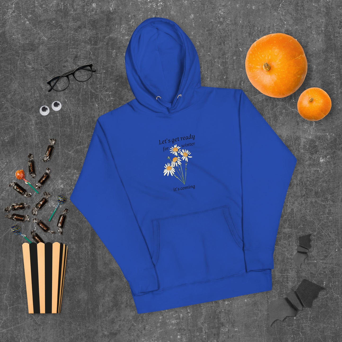 Premium unisex winter hoodie in team royal blue - comfortable cotton blend motivational sweatshirt with uplifting design