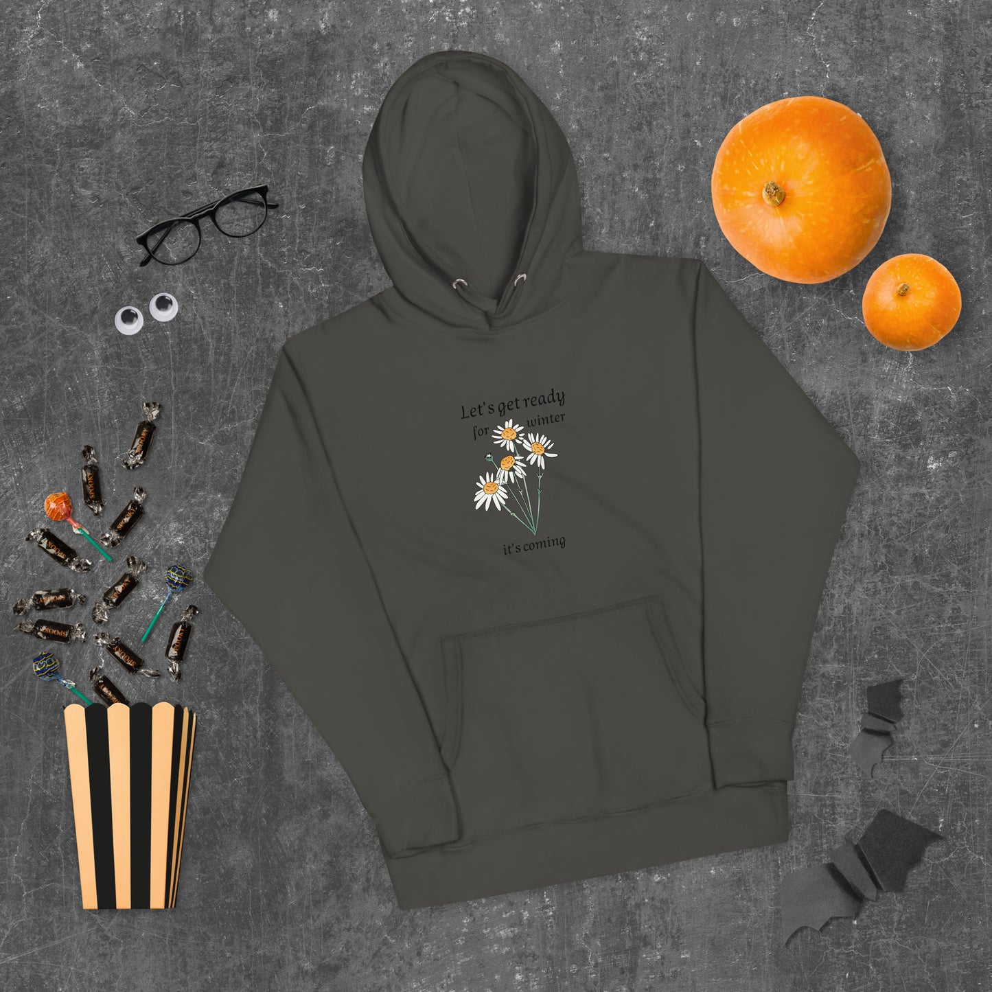 Premium unisex winter hoodie in vintage black - soft cotton blend motivational sweatshirt with classic design