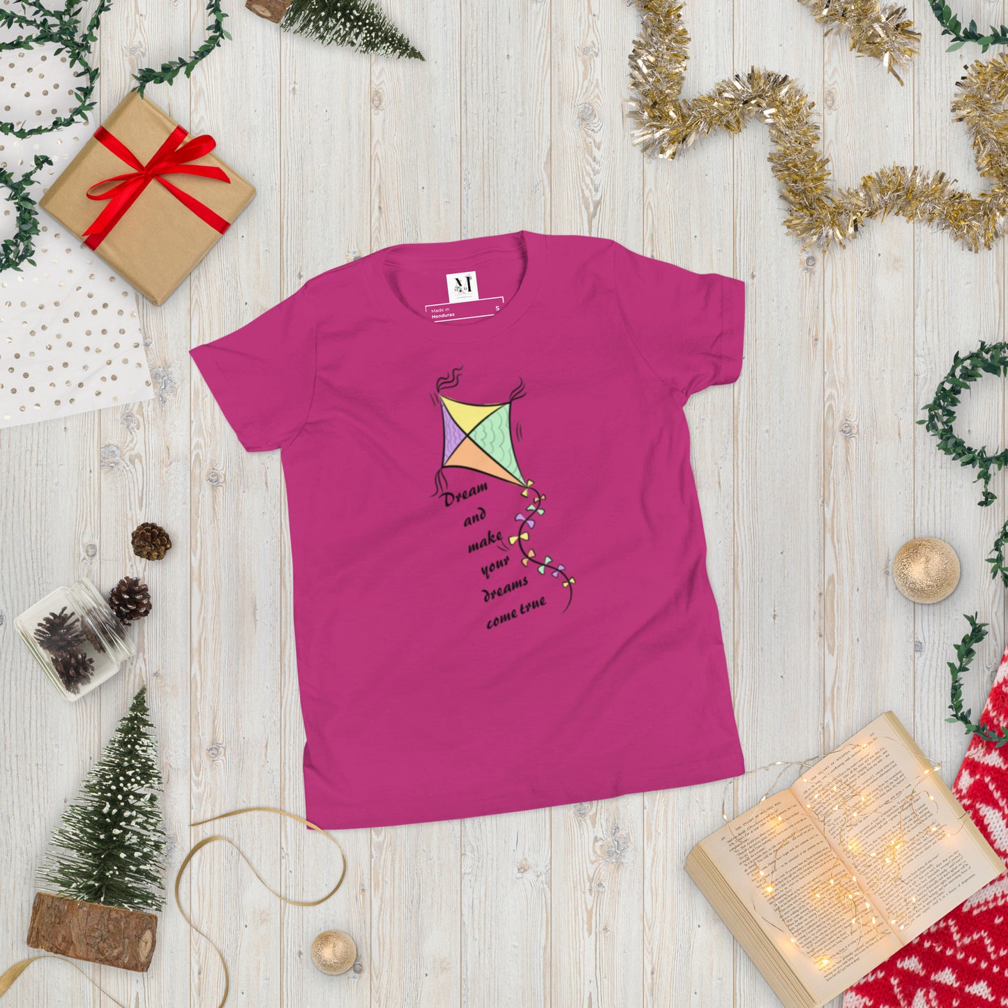 Dream Come True motivational t-shirt in berry - comfortable unisex cotton tee with positive message for achievers