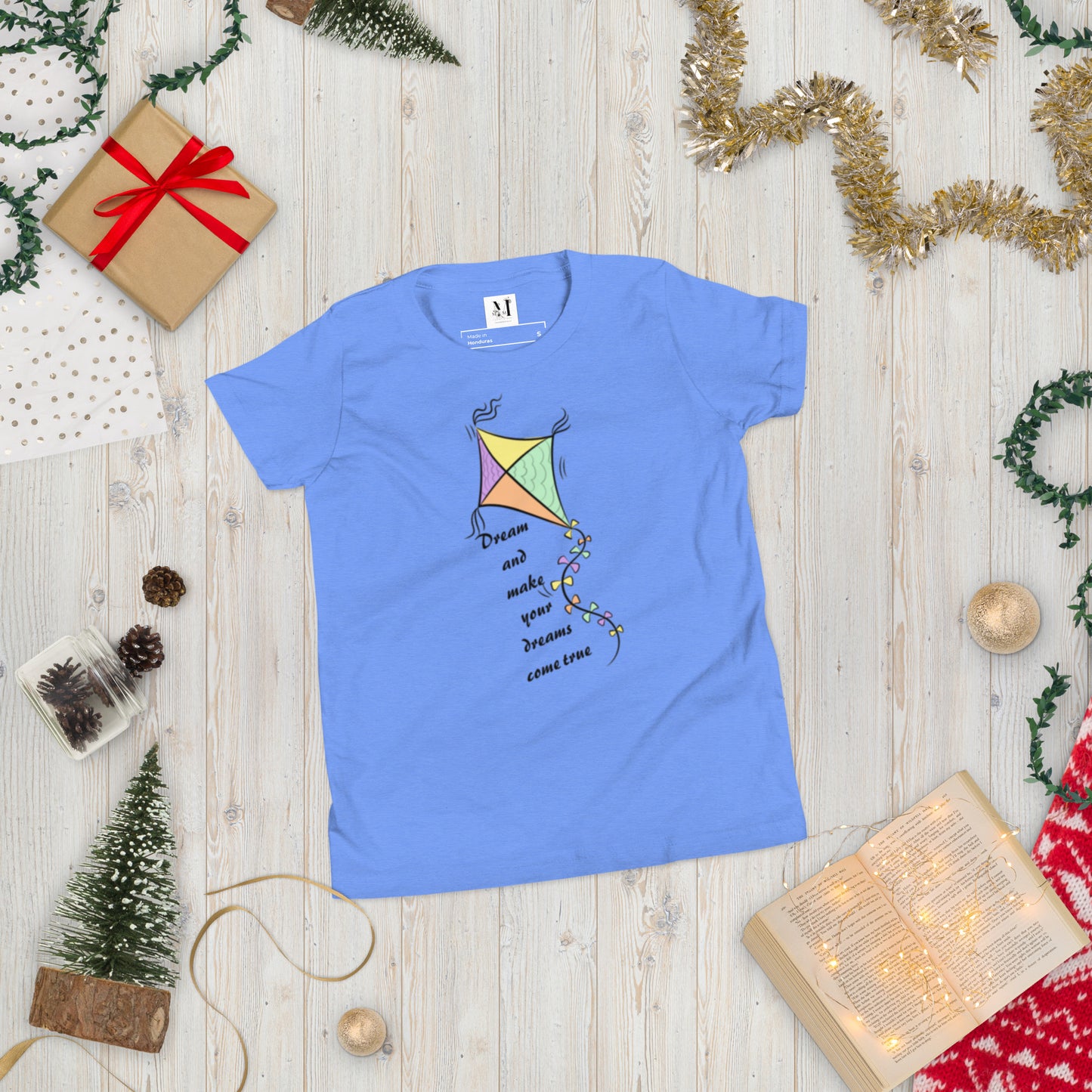 Dream Come True motivational t-shirt in heather columbia blue - comfortable unisex cotton tee with uplifting design