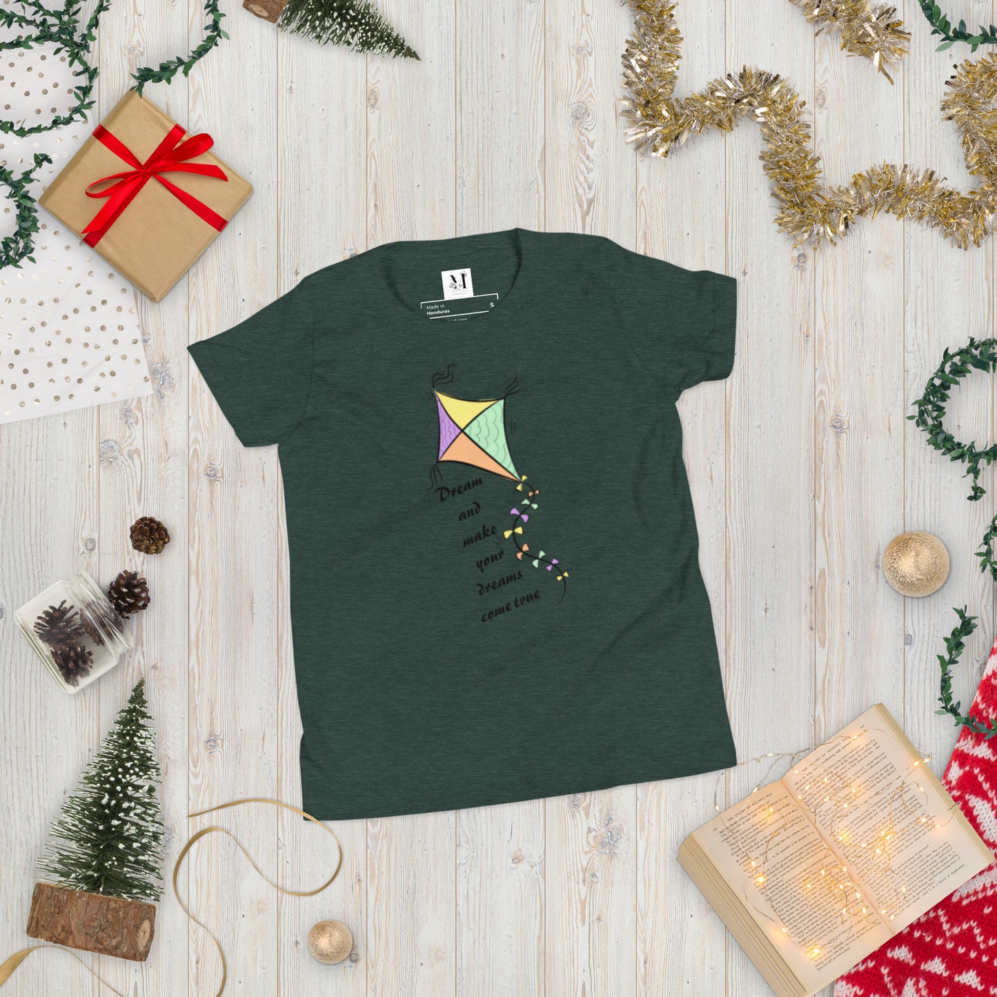 Dream Come True motivational t-shirt in heather forest green - soft unisex cotton tee with nature-inspired motivational design
